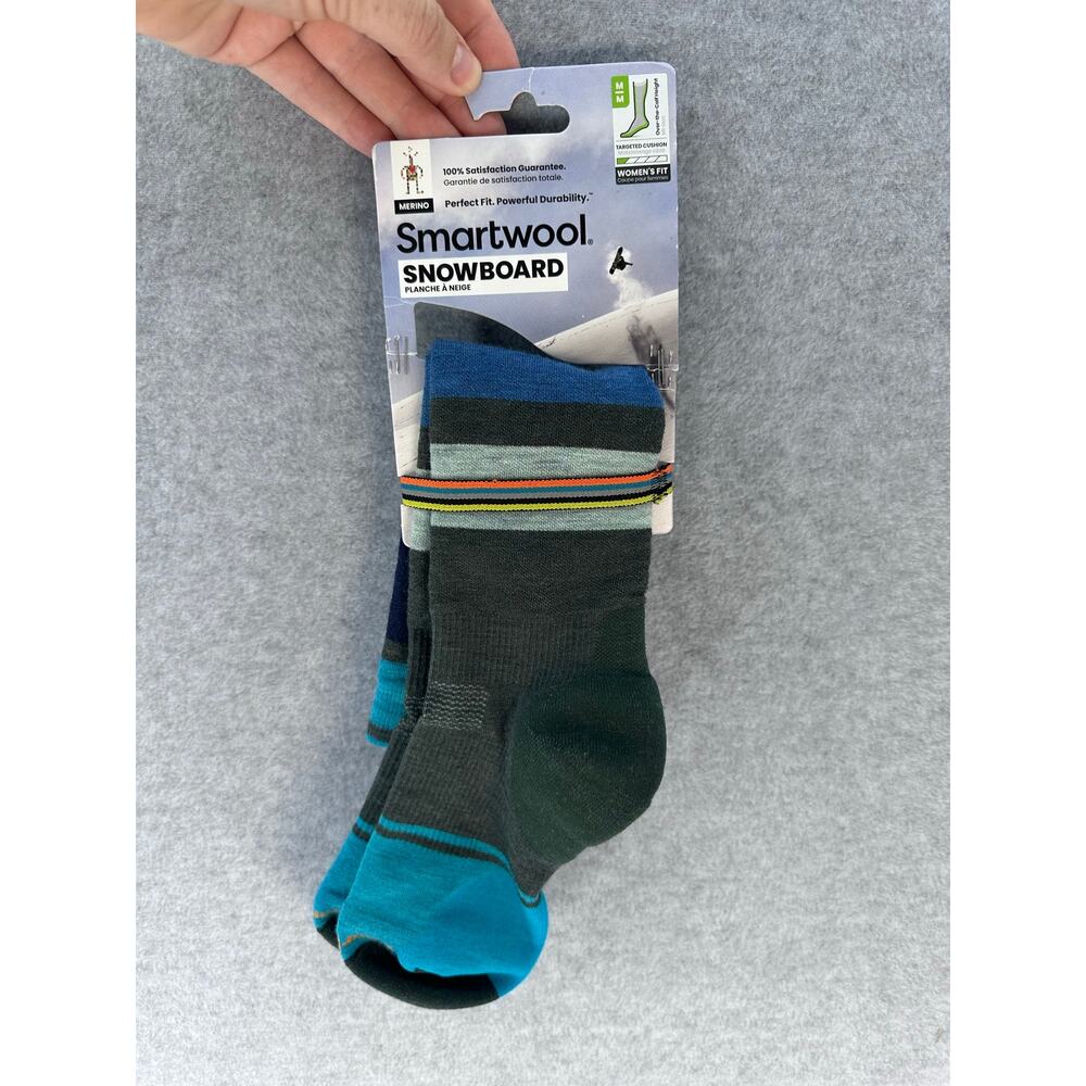 NWT Smartwool Womens M (7-9.5) Snowboarding Socks Cushioned Wool Nylon Sage Blue